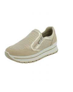 Slip-on Dorate con Zeppa e Dettagli Forati