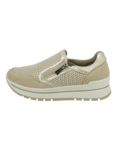 Slip-on Dorate con Zeppa e Dettagli Forati