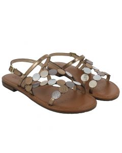 Sandalo Sozy con monete in pelle bronzo