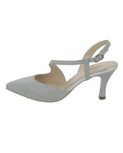 Slingback in glitter argento tacco 6 cm