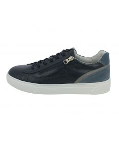 Sneaker in pelle blu con zip