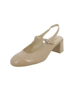 Slingback Vernice Nude con Tacco Largo