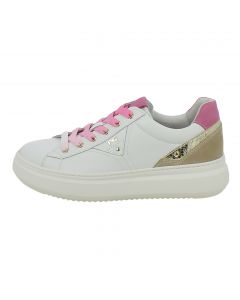 Sneakers Bianche con Dettagli Rosa e Oro