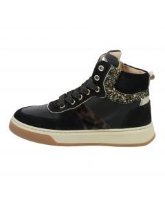 Sneaker alta con fascia animalier e glitter