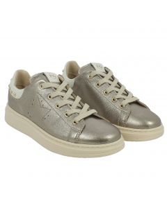 Sneaker bronzo con stella e borchiette