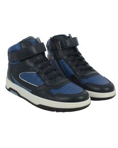 Sneaker alta nera e blu con strap