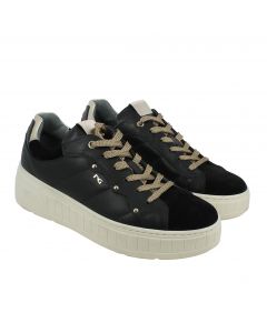 Sneaker Nera in Pelle con Platform