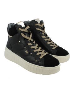 Sneaker Alta in Pelle Nera con Zip