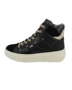 Sneaker Alta in Pelle Nera con Zip