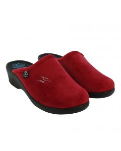 Ciabatta Chiusa Donna Fly Flot in Velluto Rosso