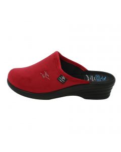 Ciabatta Chiusa Donna Fly Flot in Velluto Rosso