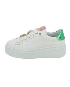 Sneaker in Pelle Bianca con accessori Rana