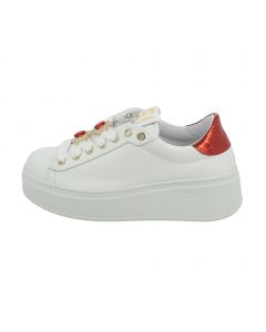 Sneaker gioiello donna bianca con fiore stella oro