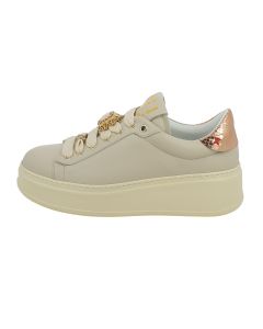 Sneakers Pia beige con dettagli dorati