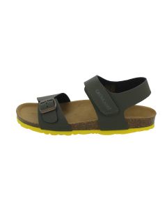 Sandalo footbed verde con suola gialla