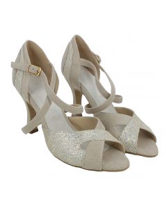 Scarpa da Ballo Donna in Camoscio Beige Tacco 7 cm