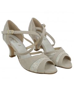 Scarpe da Ballo Donna in Camoscio Beige Tacco 7 cm