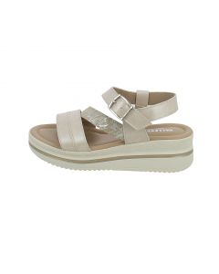 Sandalo in Pelle Comfort con Zeppa Beige