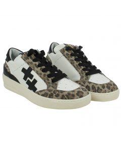 Sneaker in Pelle Bianca e dettagli Animalier