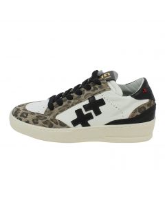 Sneaker in Pelle Bianca e dettagli Animalier